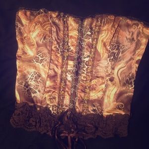 Animal print satin strapless bustier